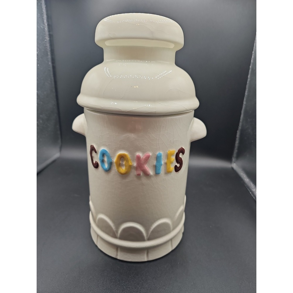 VTG Ceramic Milk Can Cookie Jar USA 3539 White Pastel USA Creamer Can N1